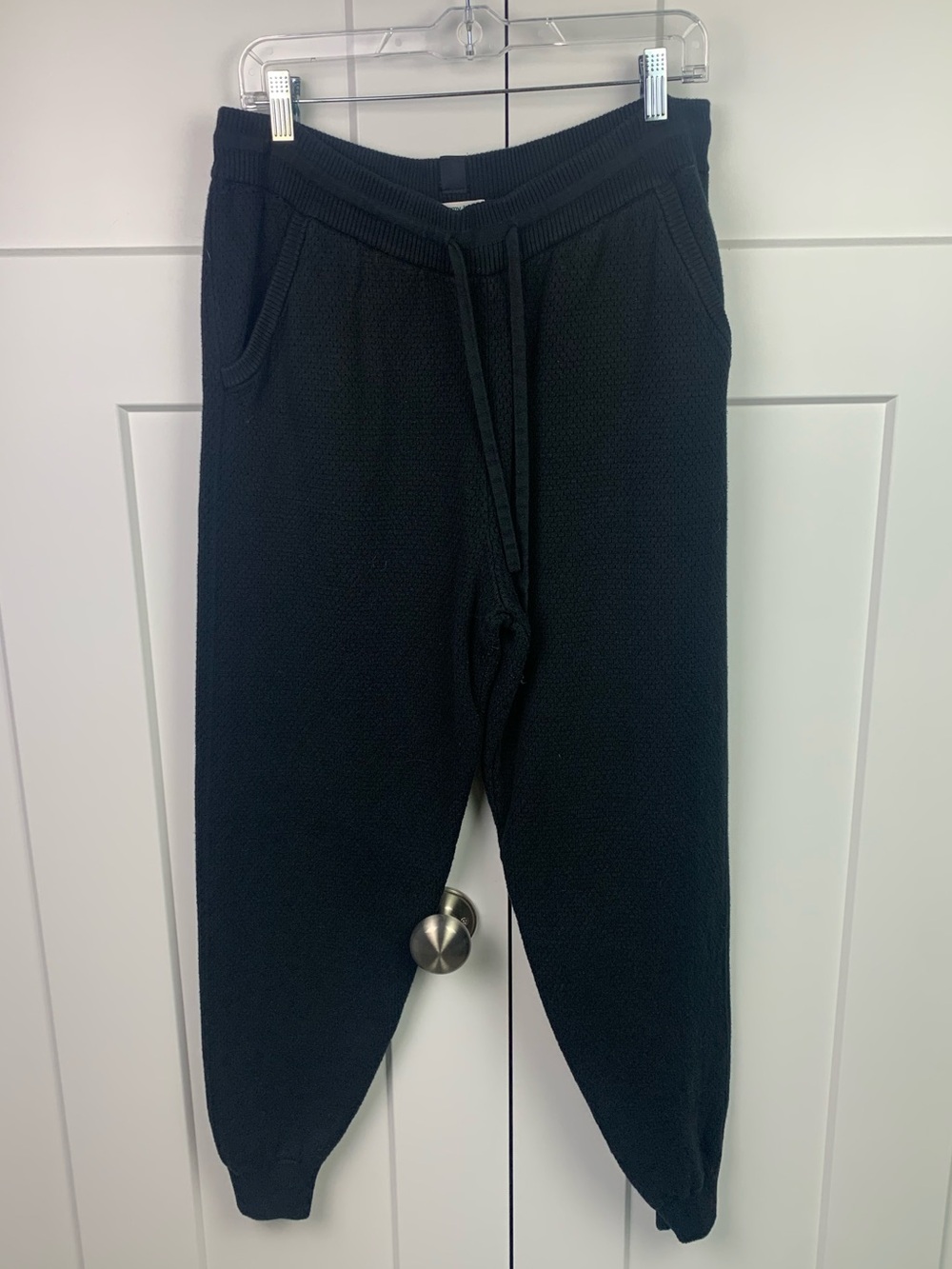Tommy John Women’s Sweater Knit Jogger L Black Athleisure Loungewear Luxury